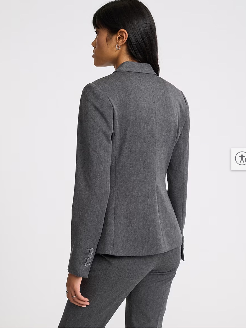 Express Editor Women’s Fitted Gray One Button Blazer with Black Lining - Picture 4 of 13